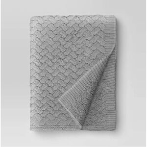 Threshold Chunky Chenille Throw Blanket Gray Knotted Pattern 50x60